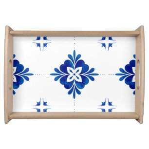 Mediterranean Style Floral  Serving Tray