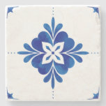 Mediterranean Style Floral  Stone Coaster