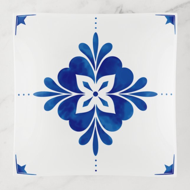 Mediterranean Style Floral  Trinket Tray (Front)