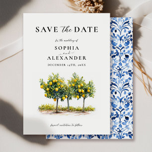 Mediterranean Style Lemon Tree Save The Date Invitation