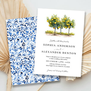 Mediterranean Style Lemon Tree Wedding Invitation