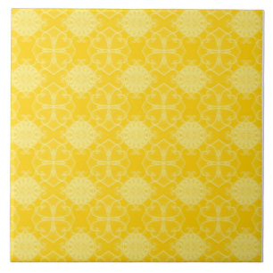 Mediterranean-Style Pattern: Yellow and White Ceramic Tile
