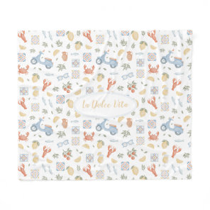 Mediterranean Summer Amalfi Lemon Vespa Nursery Fleece Blanket
