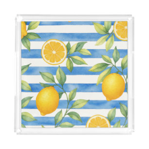 Mediterranean Summer Citrus Kitchen Decor Acrylic Tray