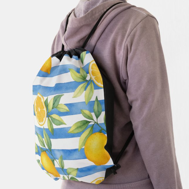 Mediterranean Summer Citrus Kitchen Decor Drawstring Bag (Insitu)