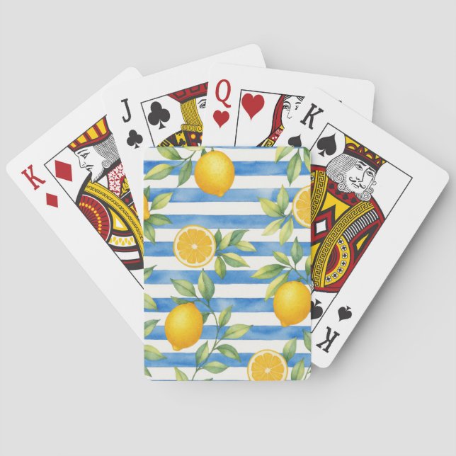 Mediterranean Summer Citrus Kitchen Decor Poker Cards (Back)