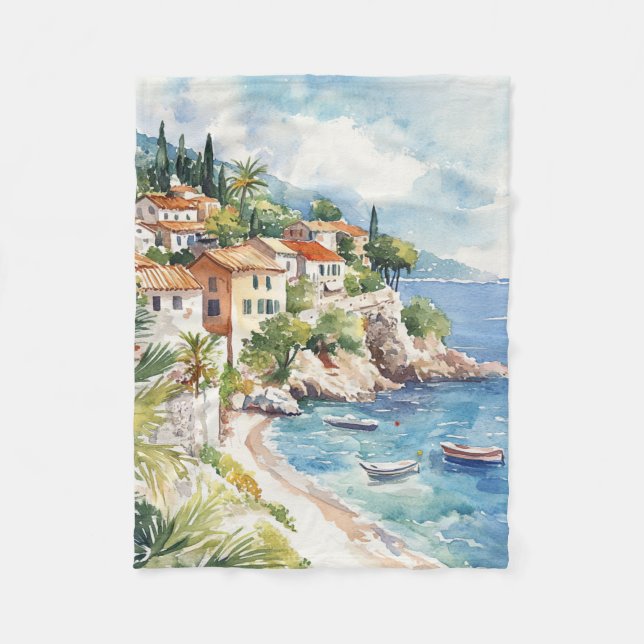 Mediterranean Summer Fleece Blanket (Front)