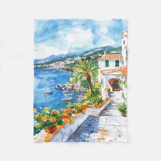 Mediterranean Summer Fleece Blanket (Front)