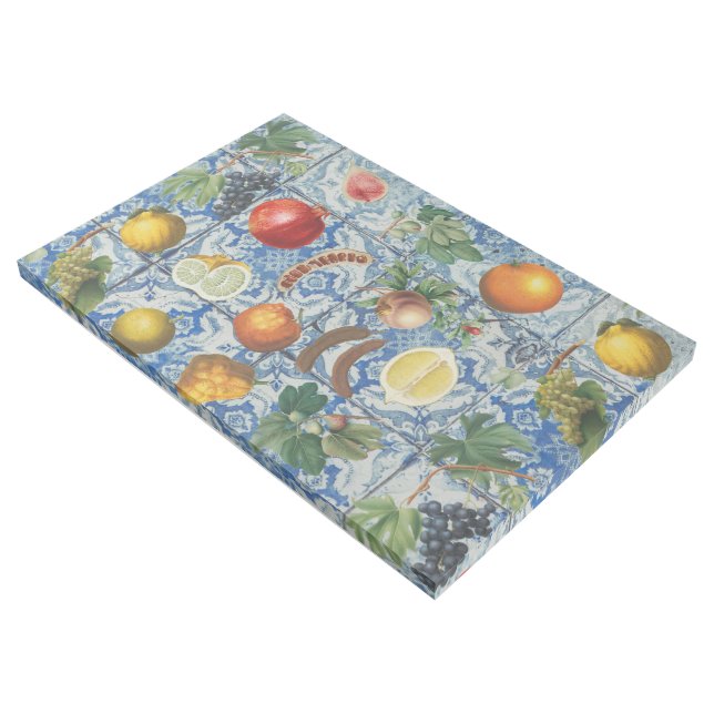 Mediterranean Summer Fruit & Blue White Mosaic Gallery Wrap (3/4)