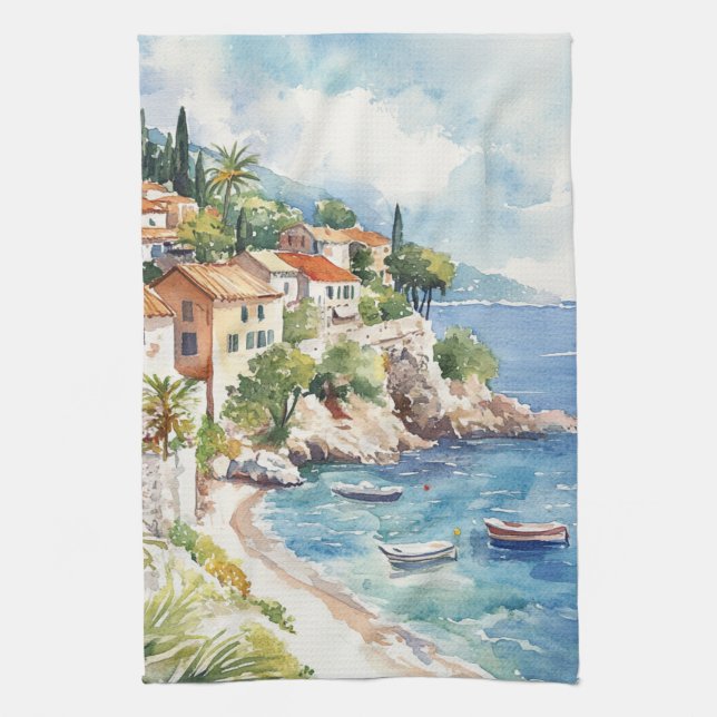 Mediterranean Summer Kitchen Towel (Vertical)
