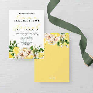 Mediterranean summer lemon bright yellow Wedding Invitation