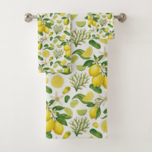 Mediterranean Summer Lemon Citrus Bath Towel Set