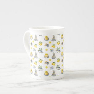 Mediterranean Summer Lemon Pattern  Bone China Mug