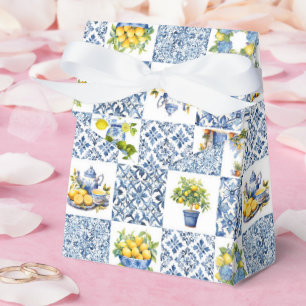 Mediterranean Summer Lemon Pattern Favor Boxes