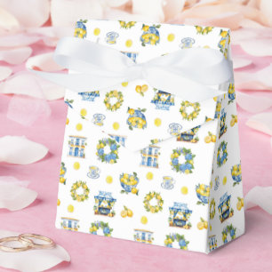 Mediterranean Summer Lemon Pattern Favor Boxes