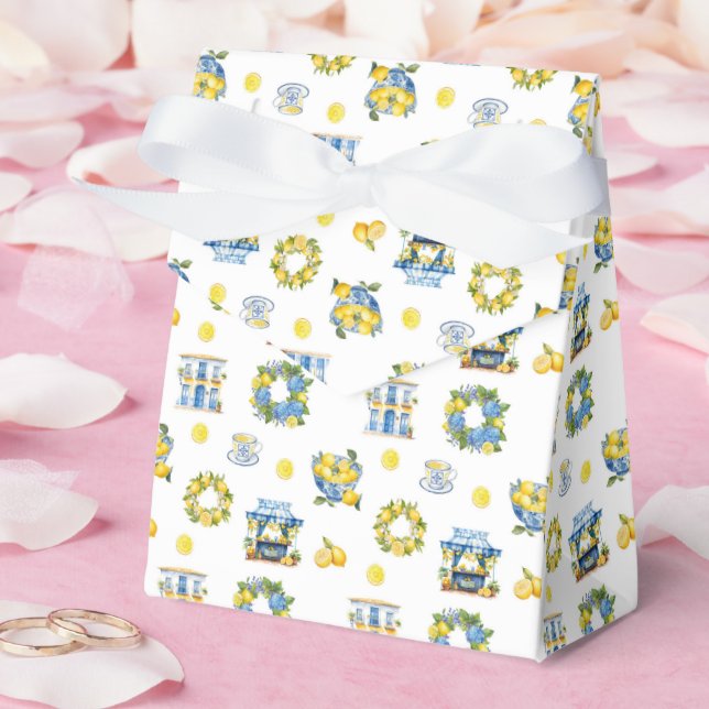 Mediterranean Summer Lemon Pattern  Favor Boxes (Wedding)