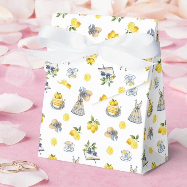 Mediterranean Summer Lemon Pattern  Favor Boxes (Wedding)