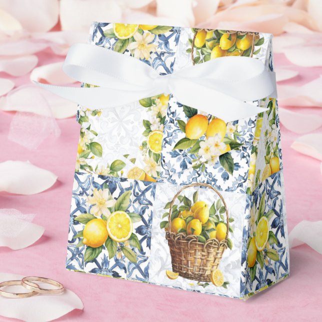 Mediterranean Summer Lemon Pattern  Favor Boxes (Wedding)