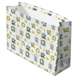 Mediterranean Summer Lemon Pattern  Large Gift Bag