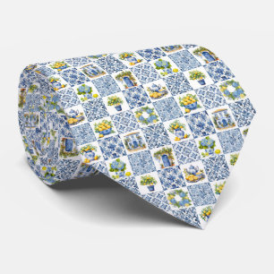 Mediterranean Summer Lemon Pattern Neck Tie