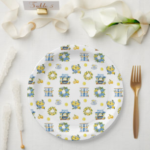 Mediterranean Summer Lemon Pattern  Paper Plates