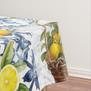 Mediterranean Summer Lemon Pattern  Tablecloth
