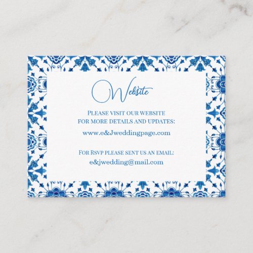 Mediterranean summer modern blue mosaic Wedding Business Card