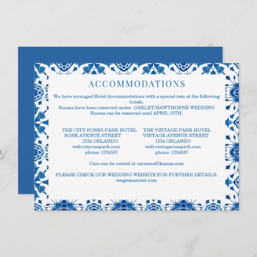 Mediterranean summer modern blue mosaic Wedding Note Card