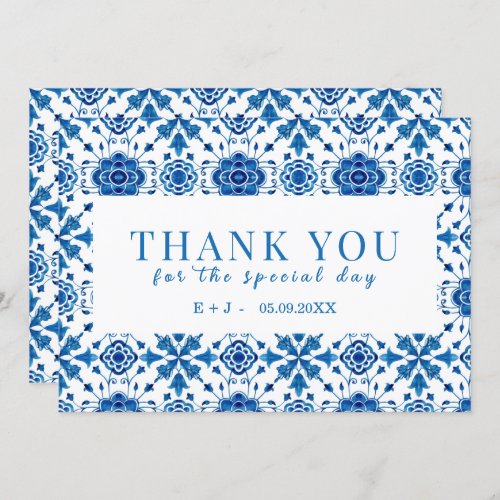 Mediterranean summer modern blue  Thank you Card