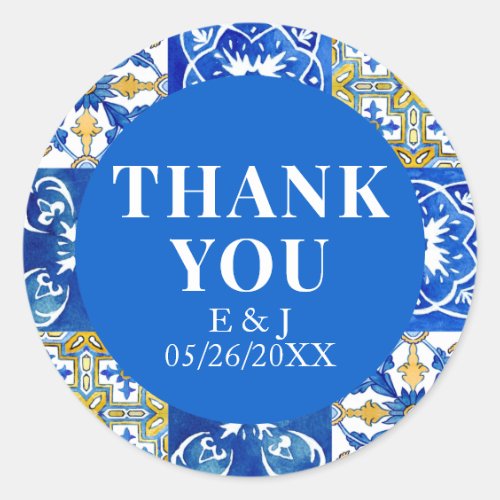 Mediterranean summer modern tile  classic round sticker