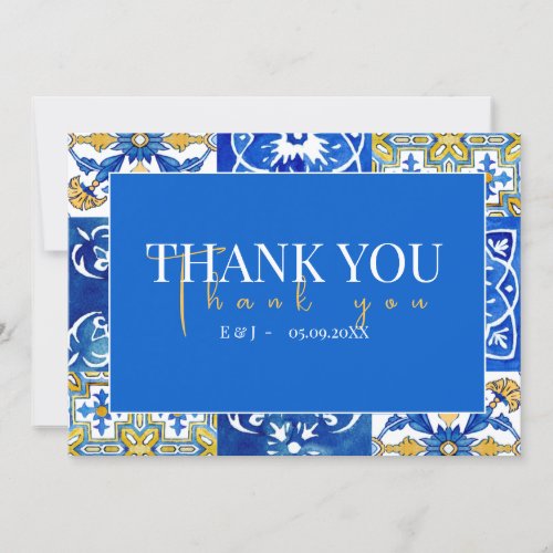 Mediterranean summer modern tile  Thank you Card
