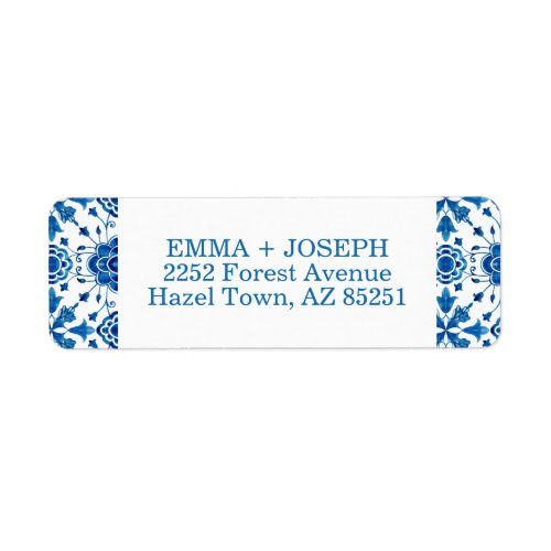 Mediterranean summer modern tile Wedding Address Label