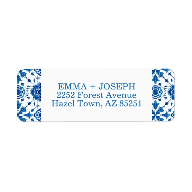 Mediterranean summer modern tile Wedding Address Label (Front)