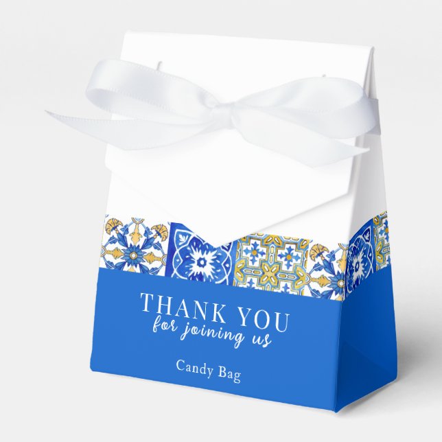 Mediterranean summer modern tile Wedding Favor Box (Front Side)
