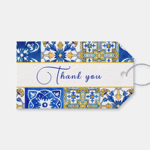 Mediterranean summer modern tile Wedding Gift Tags