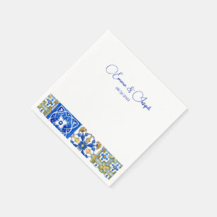 Mediterranean summer modern tile Wedding Napkins