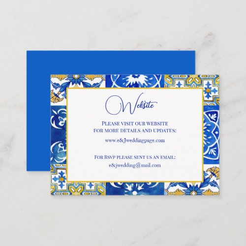 Mediterranean summer modern tile  Wedding Website Business Card