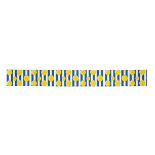 Mediterranean Summer Stripes and Lemons Satin Ribbon