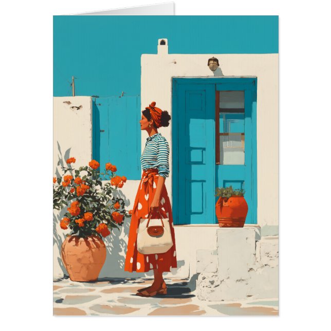 Mediterranean Summer Style Stroll Card (Front)