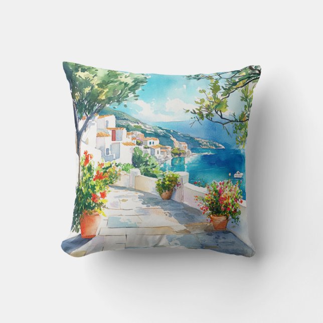 Mediterranean Summer Throw Pillow (Front)