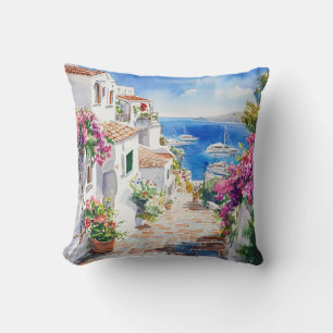 Mediterranean Summer Throw Pillow