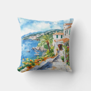 Mediterranean Summer Throw Pillow