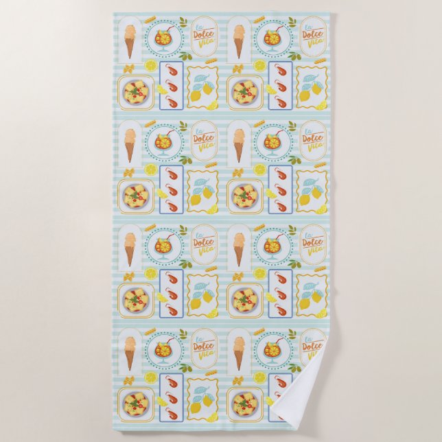 Mediterranean Summer Vibes Beach Towel (Front)