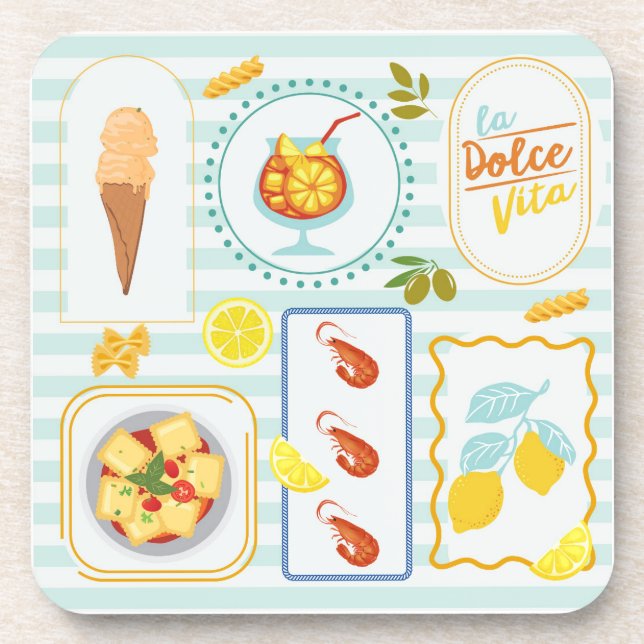 Mediterranean Summer Vibes Beverage Coaster (Front)