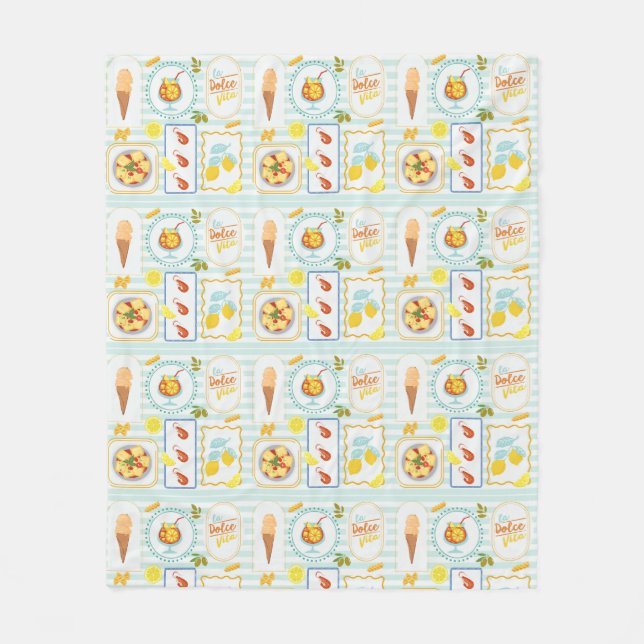 Mediterranean Summer Vibes Fleece Blanket (Front)