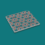 Mediterranean Summer Vibes Geometric Pattern Glass Coaster