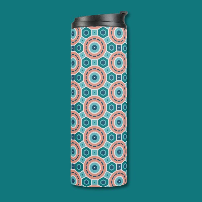 Mediterranean Summer Vibes Geometric Pattern Thermal Tumbler (Creator Uploaded)