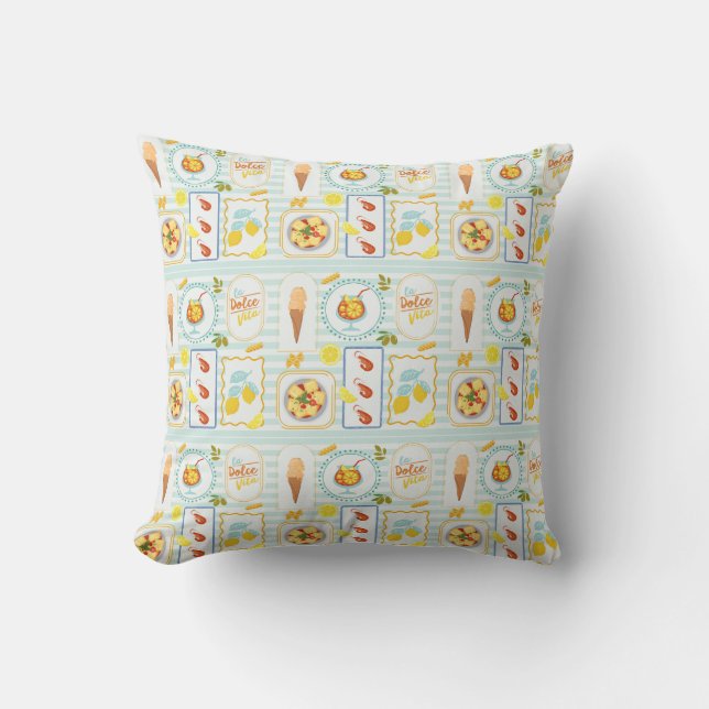 Mediterranean Summer Vibes Throw Pillow (Front)