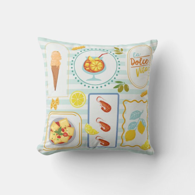 Mediterranean Summer Vibes Throw Pillow (Front)