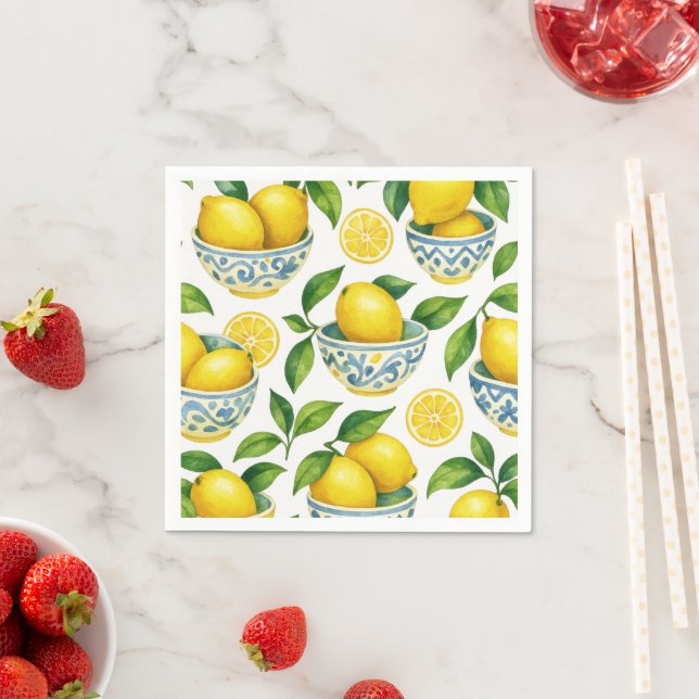 Mediterranean Summer Watercolor Napkins (Insitu)